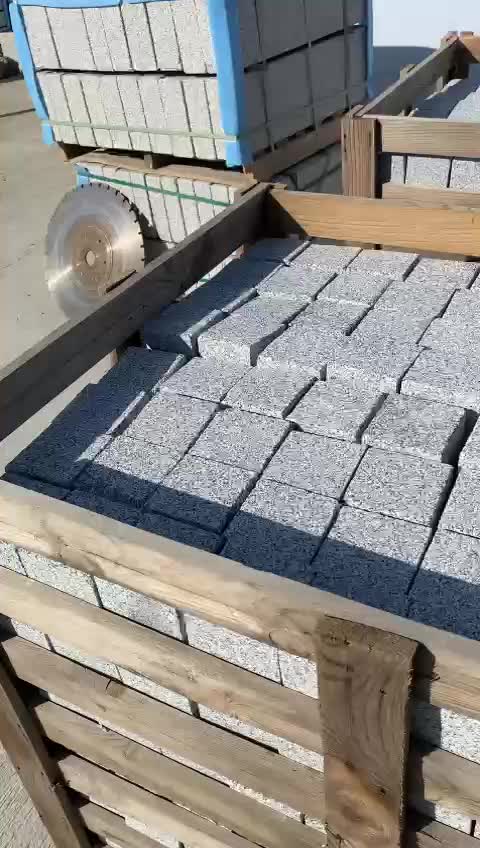 Bergama Grey Granite Cube Stone, Cobble Stone