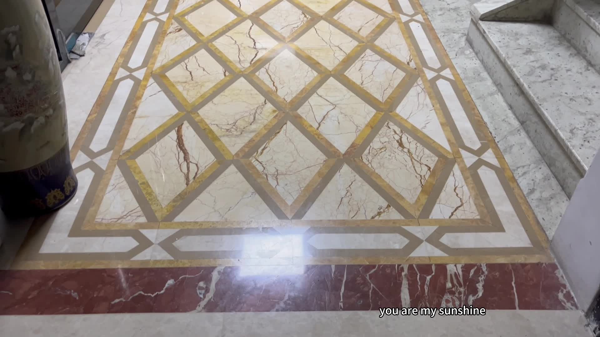 Sofitel Gold Marble Water Jet Carpet Medallions Pattern