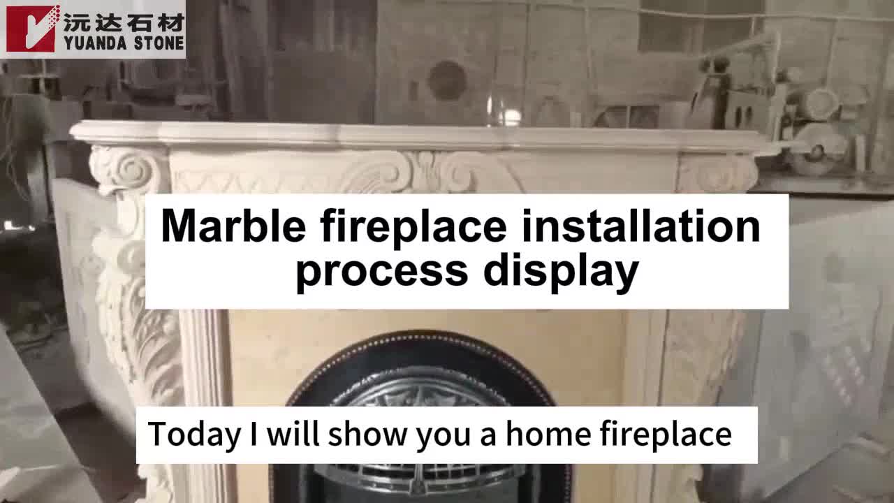 Splicing Cararra White Marble Fireplace Mantel