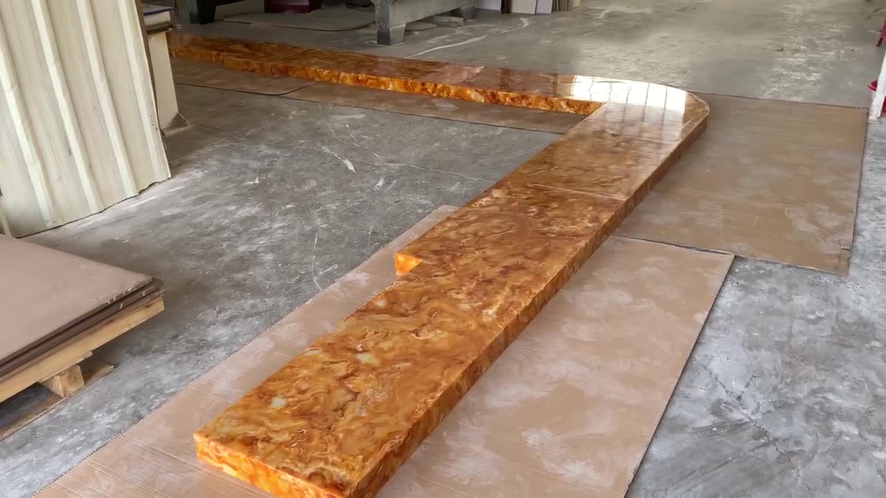 Restaurant Table Tops Customized Yellow Artificial Onyx Bar Top