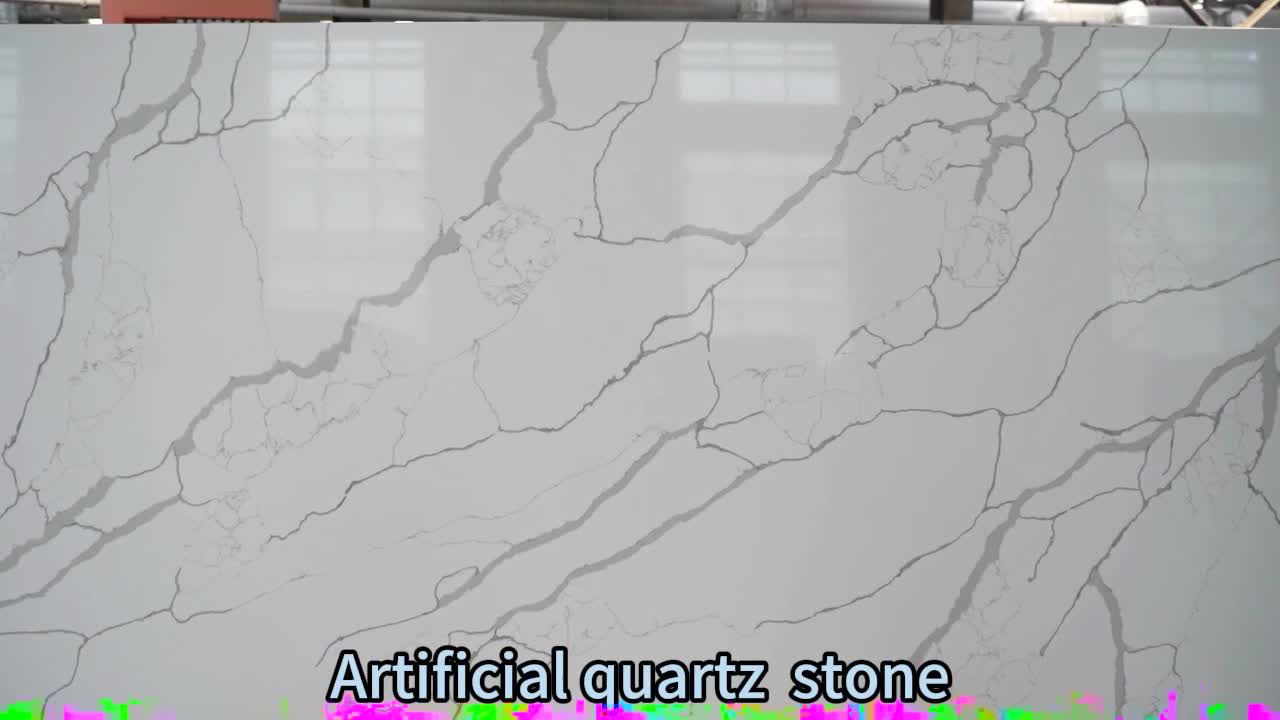 White Calacatta Quartz Slab Artificial Stone