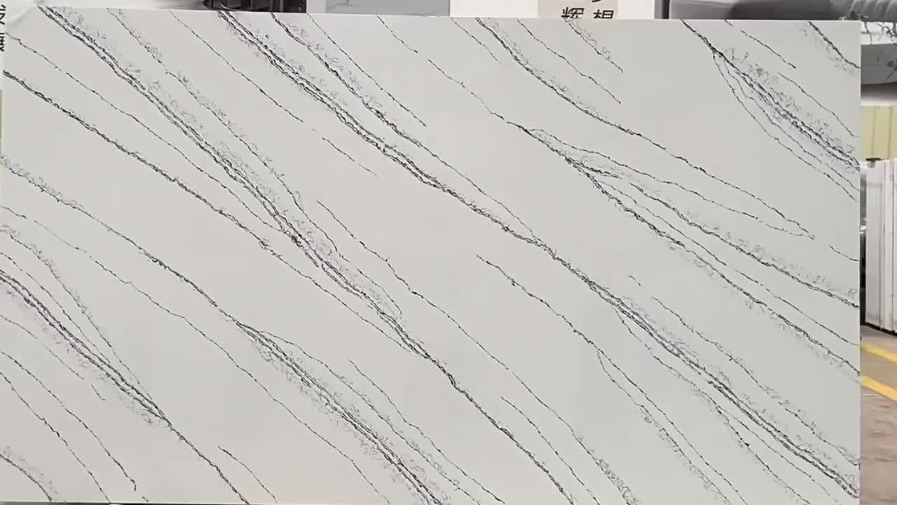 China's Blue Vein White Calacatta Quartz Slabs