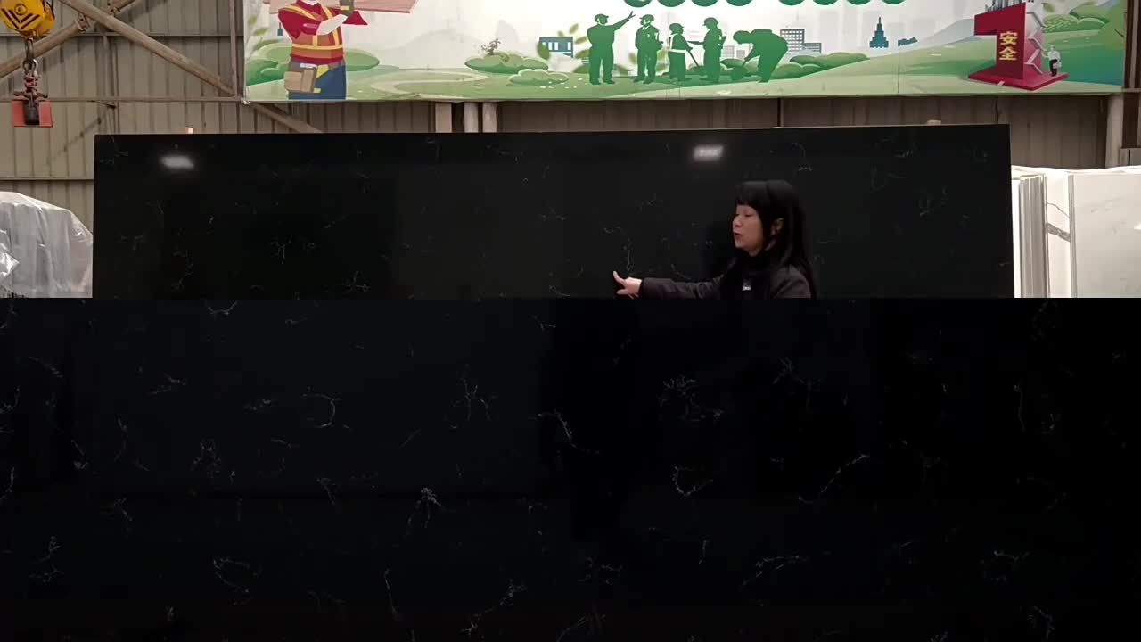 Chinese Cheap Black Quartz Stone Artificial Stone Slabs