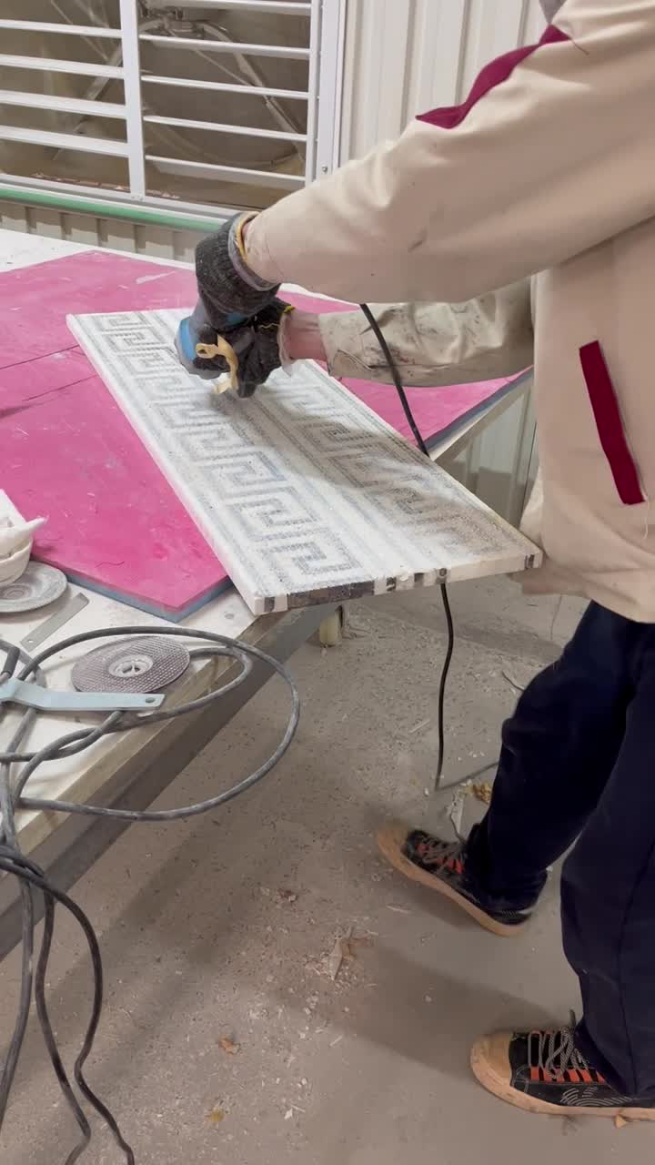 Crema Marfil Marble House Waterjet  Flooring Border Decos Pattern