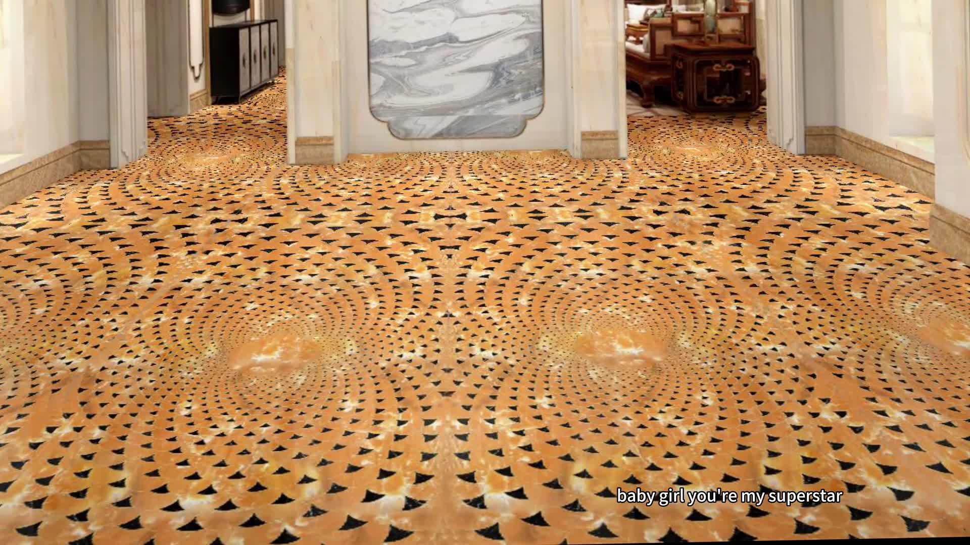 Yellow Marble Waterjet Medallions Floor Tile