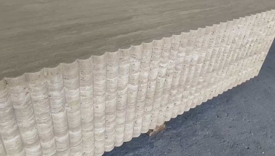 Fluted Travertine Coffee Table For Minimalism Living Room