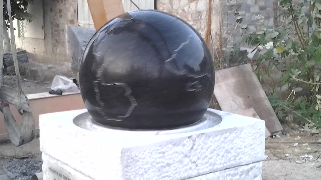 Absolute Black Granite Outdoor Garden Stone Sphere Globe Ball Fountain