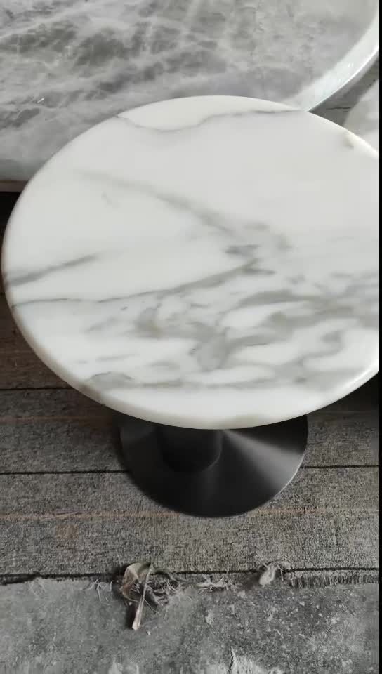 Marble Calacatta Gold Round Dining Table For Restaurant