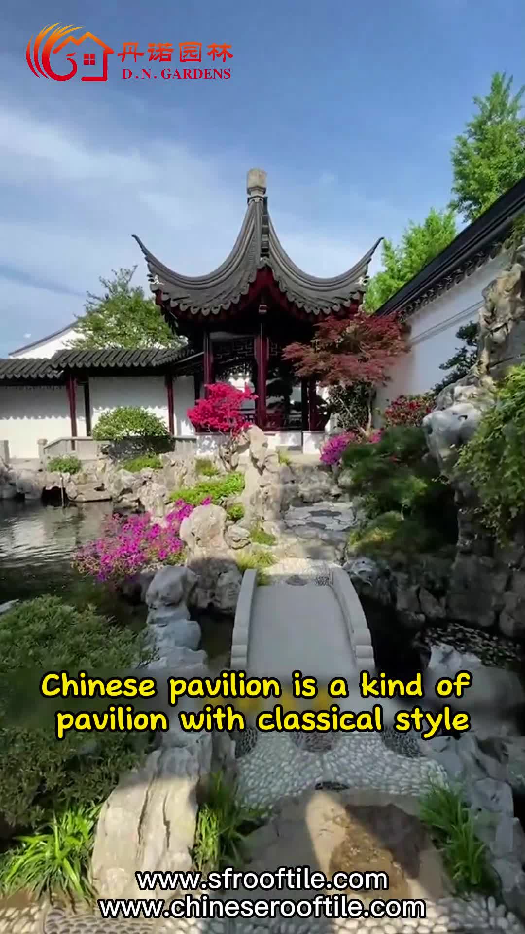 Garden Gazebo Chinese Grey Clay Roof Tiles