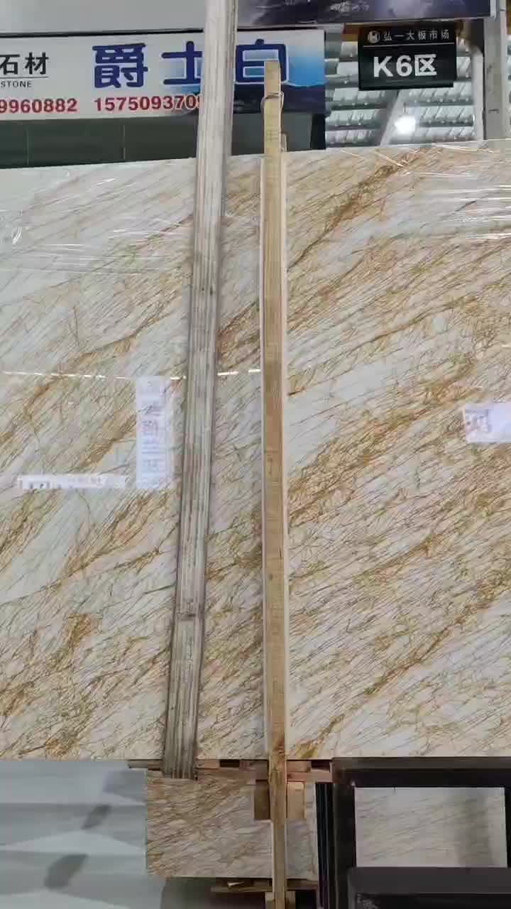 Natural Stone Drama Gold Marble Sculptured Fireplace Mantel