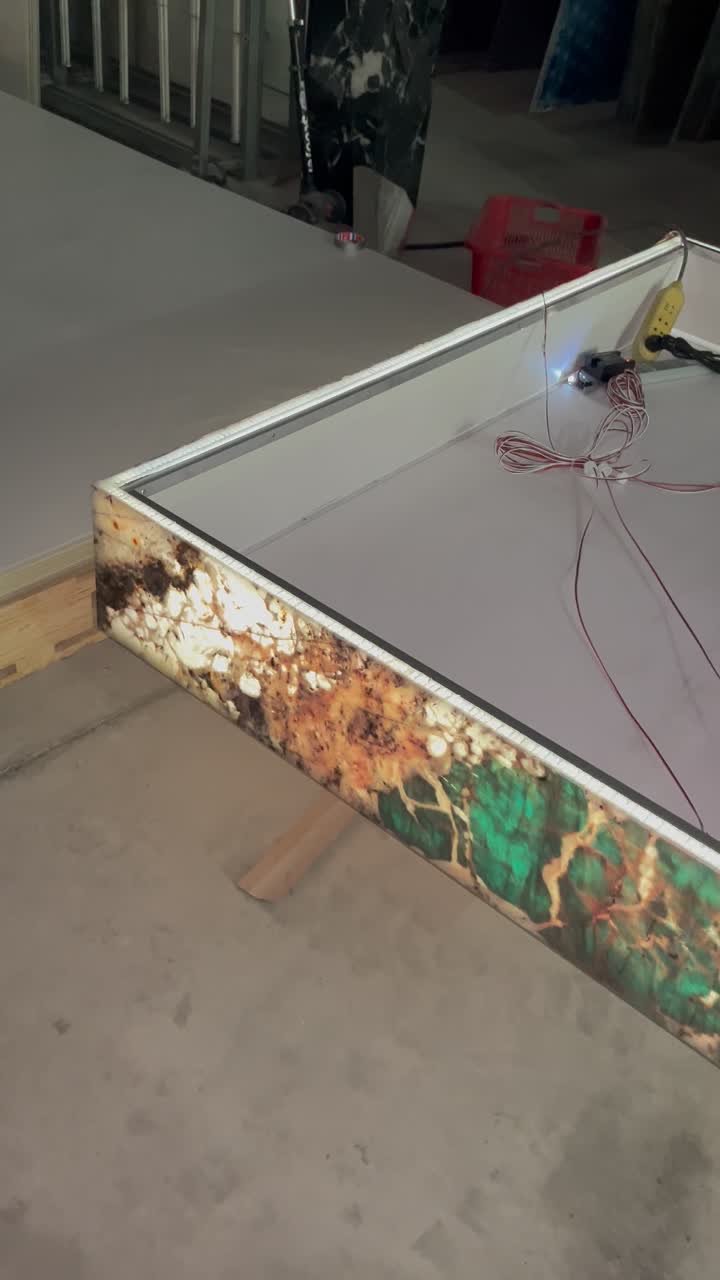 Backlight Amazonite Green Granite Slabs Wall Panels