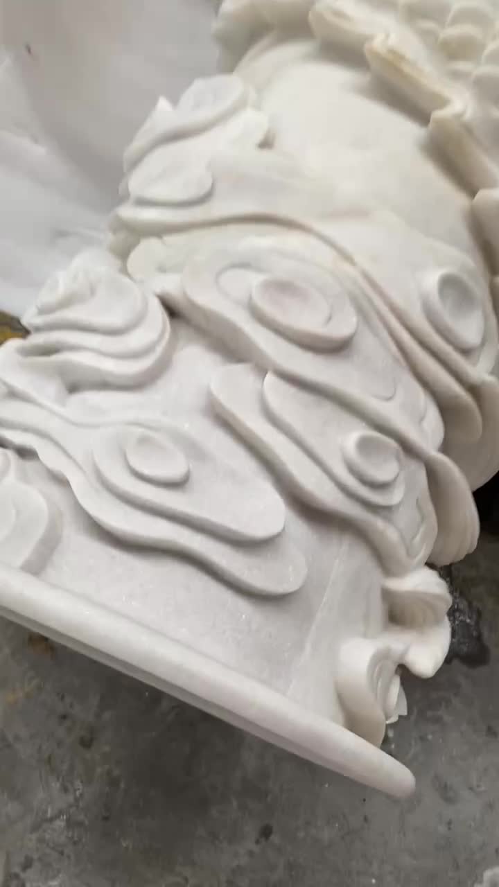 Jade White Marble Sculptured Temple Columns