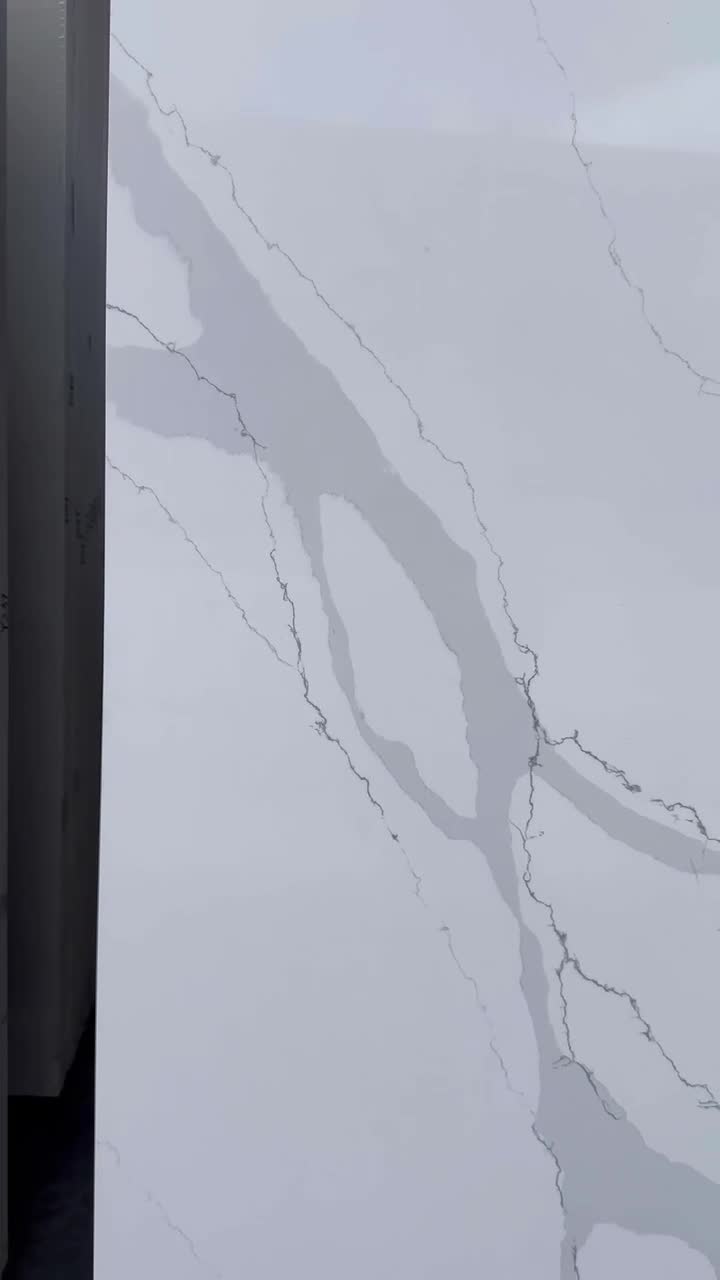 8139 Calacatta White Quartz Slabs Artificial Stone