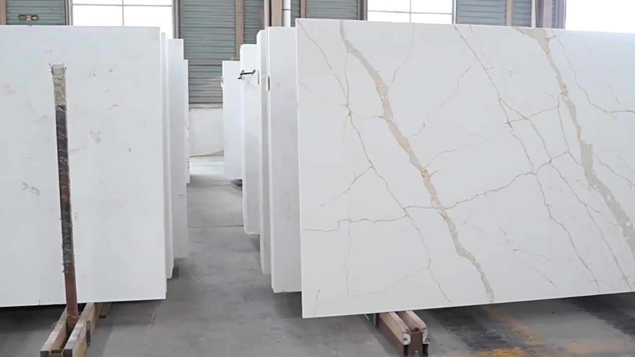 Surface With Fine Lines And Pure White Quartz Slabs