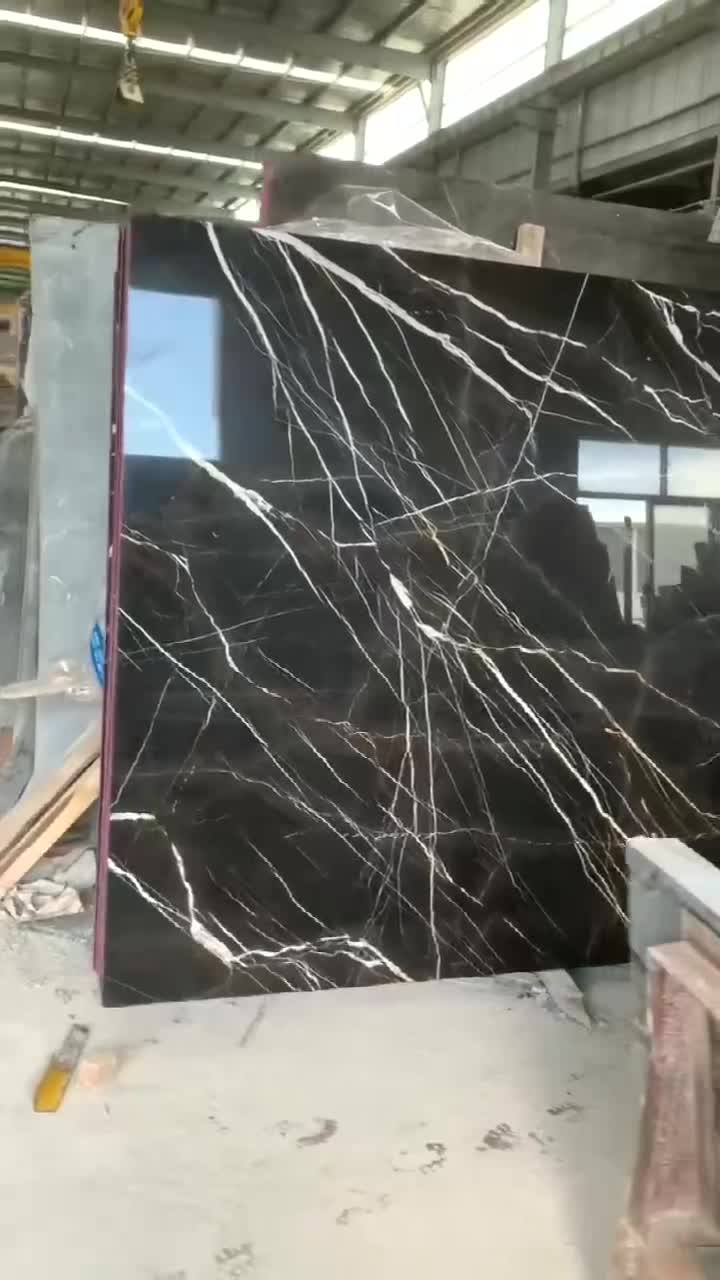 China Nero Marquina Black Marble Slab For Wall Floor Tiles