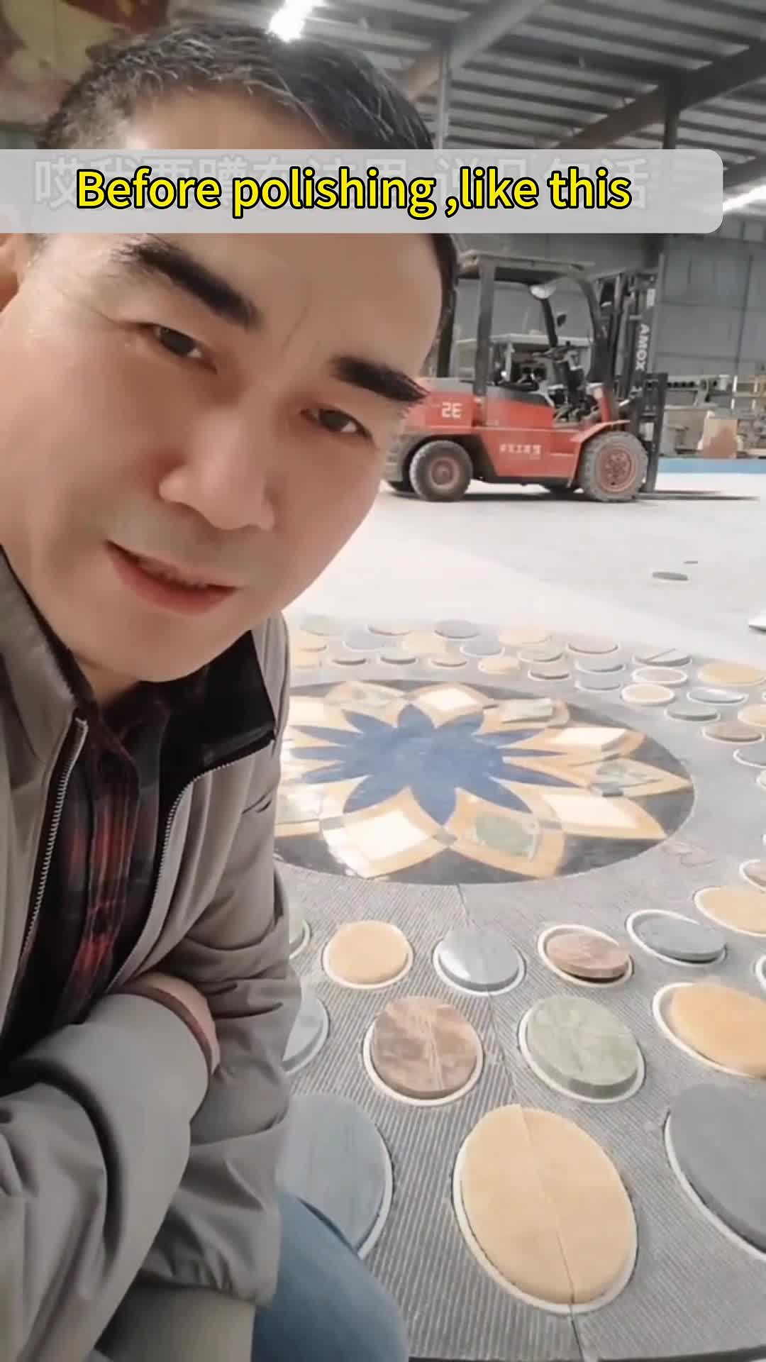 Colorful Small Natural Marble Water Jet Pattern Medallion