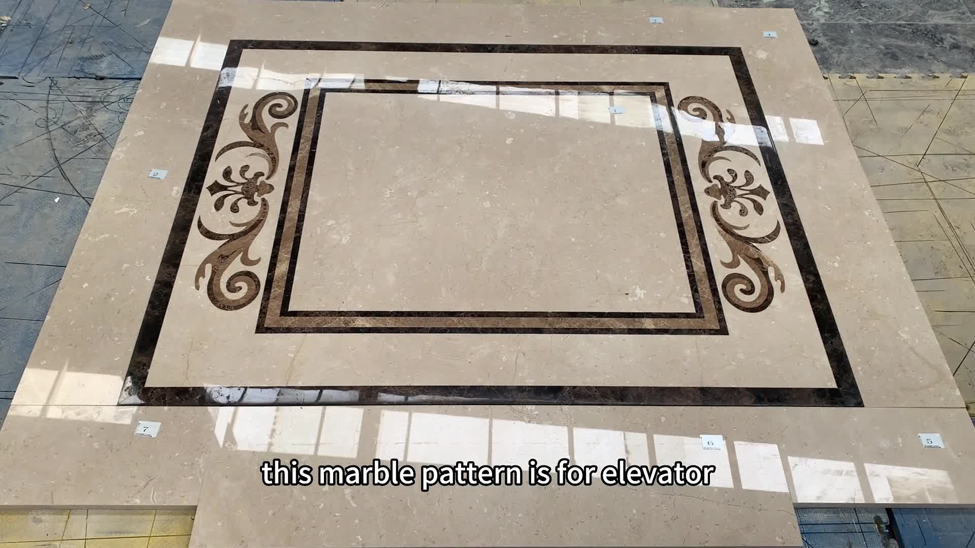 Elevator Cabin Floor Marble Waterjet Pattern Medallions