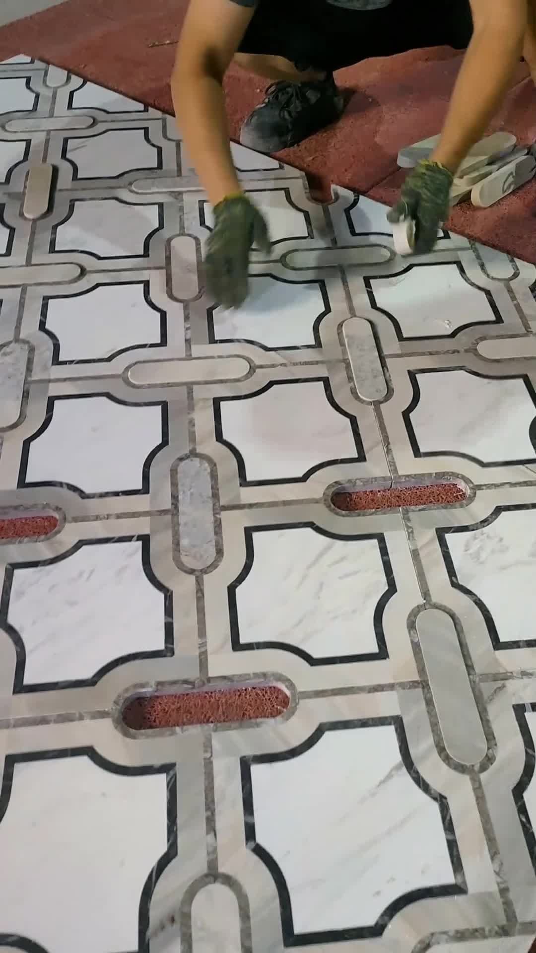 Interior Flooring Marble Panel Waterjet Inlay Medallion