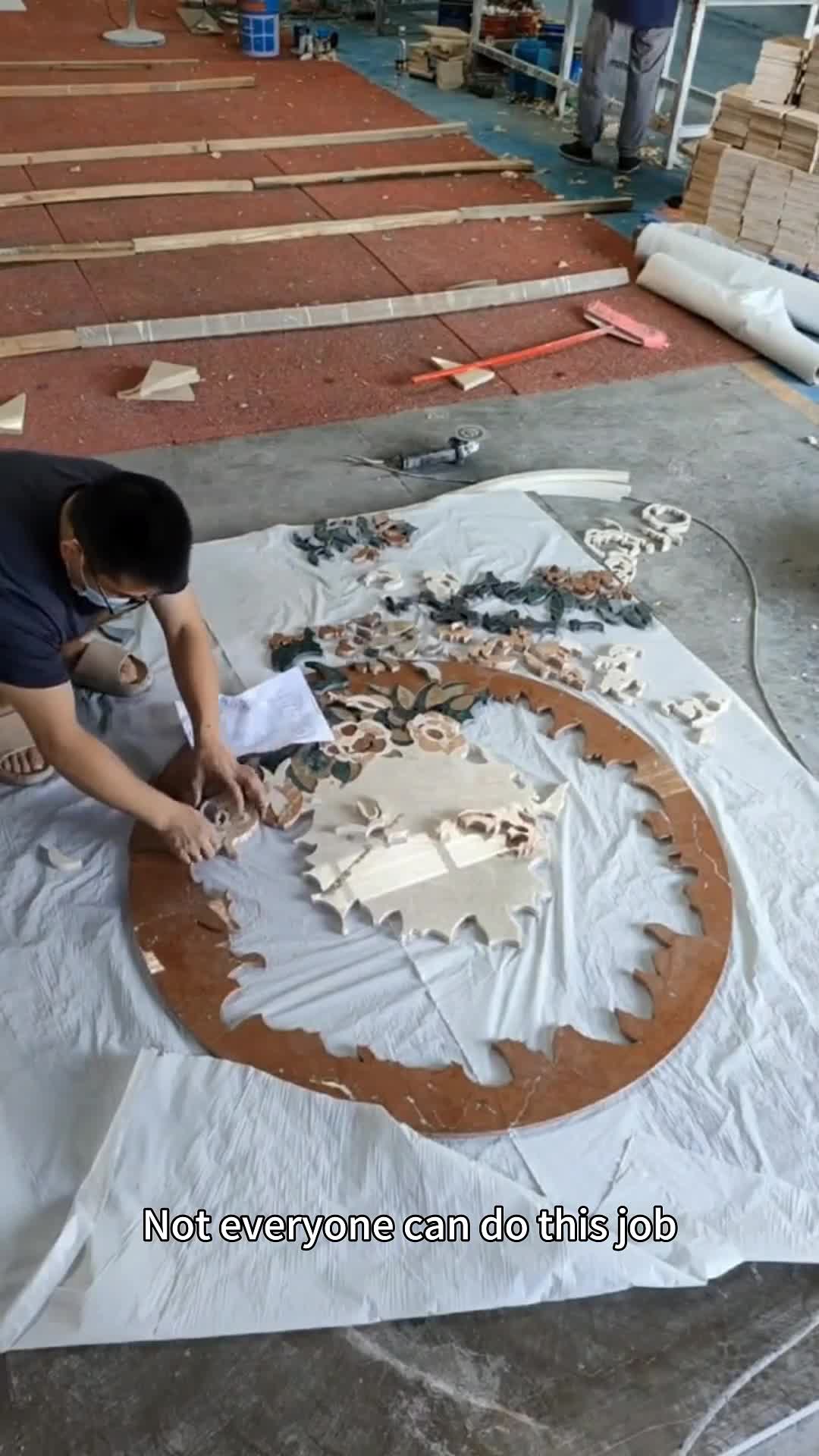 Rose Pattern Waterjet Medallions Inlay Flooring Decoration
