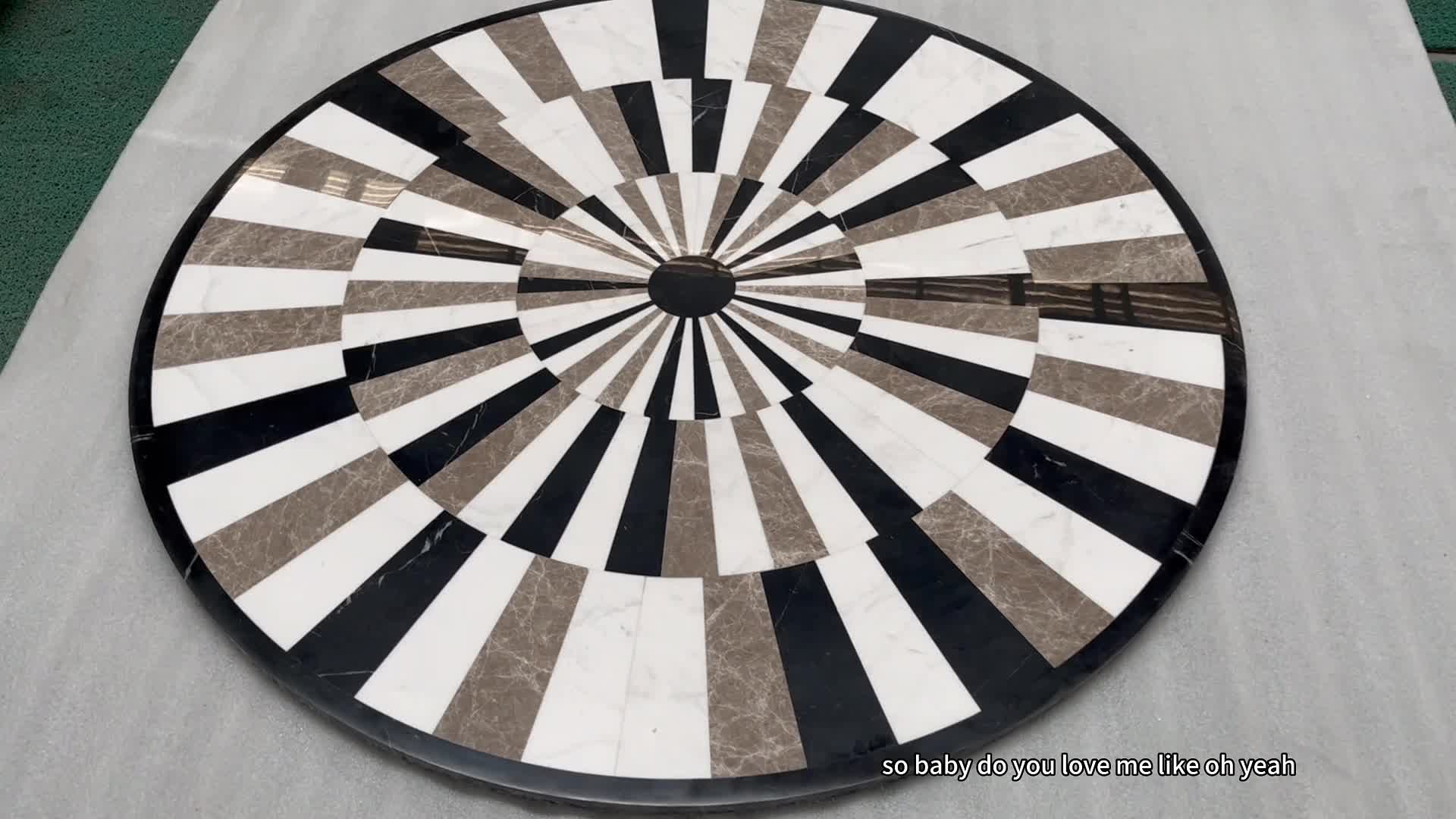 Round Interior 3D Water Jet Pattern Carpet Medallions
