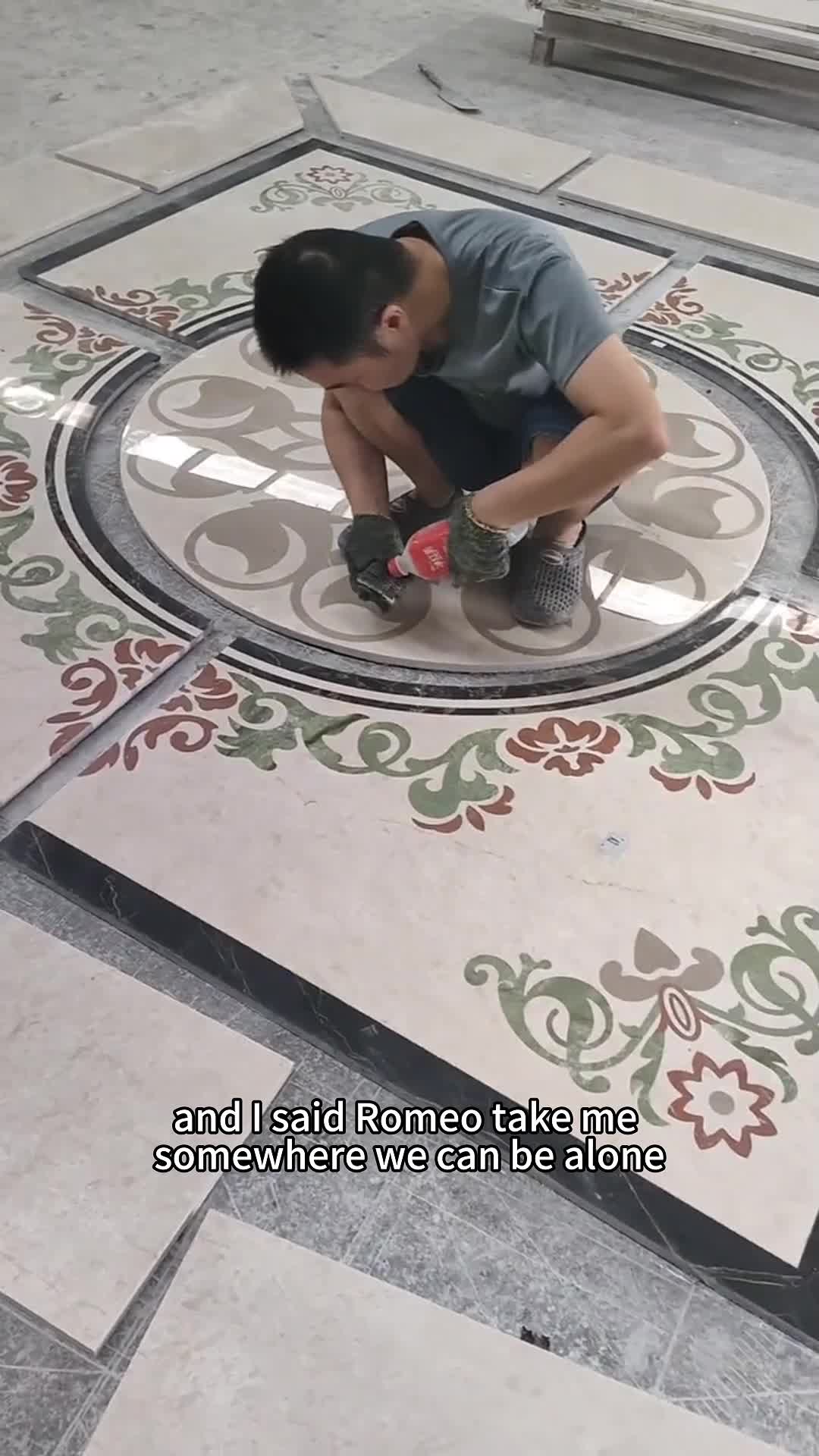Simple Small Water Jet Inlay Marble Medallion Decoration