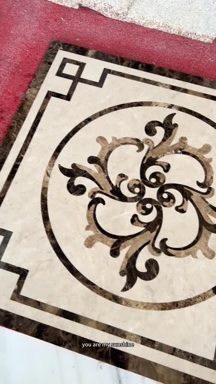 Small Marble Water Jet Pattern Medallion Customized Floor