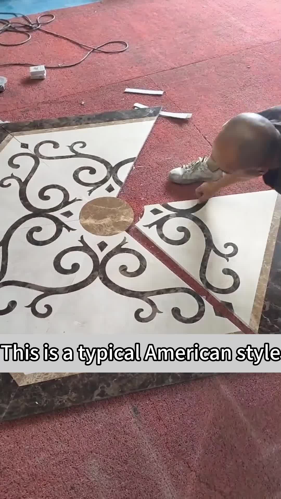 Square Small  Waterjet Pattern Inlay Polished Medallions