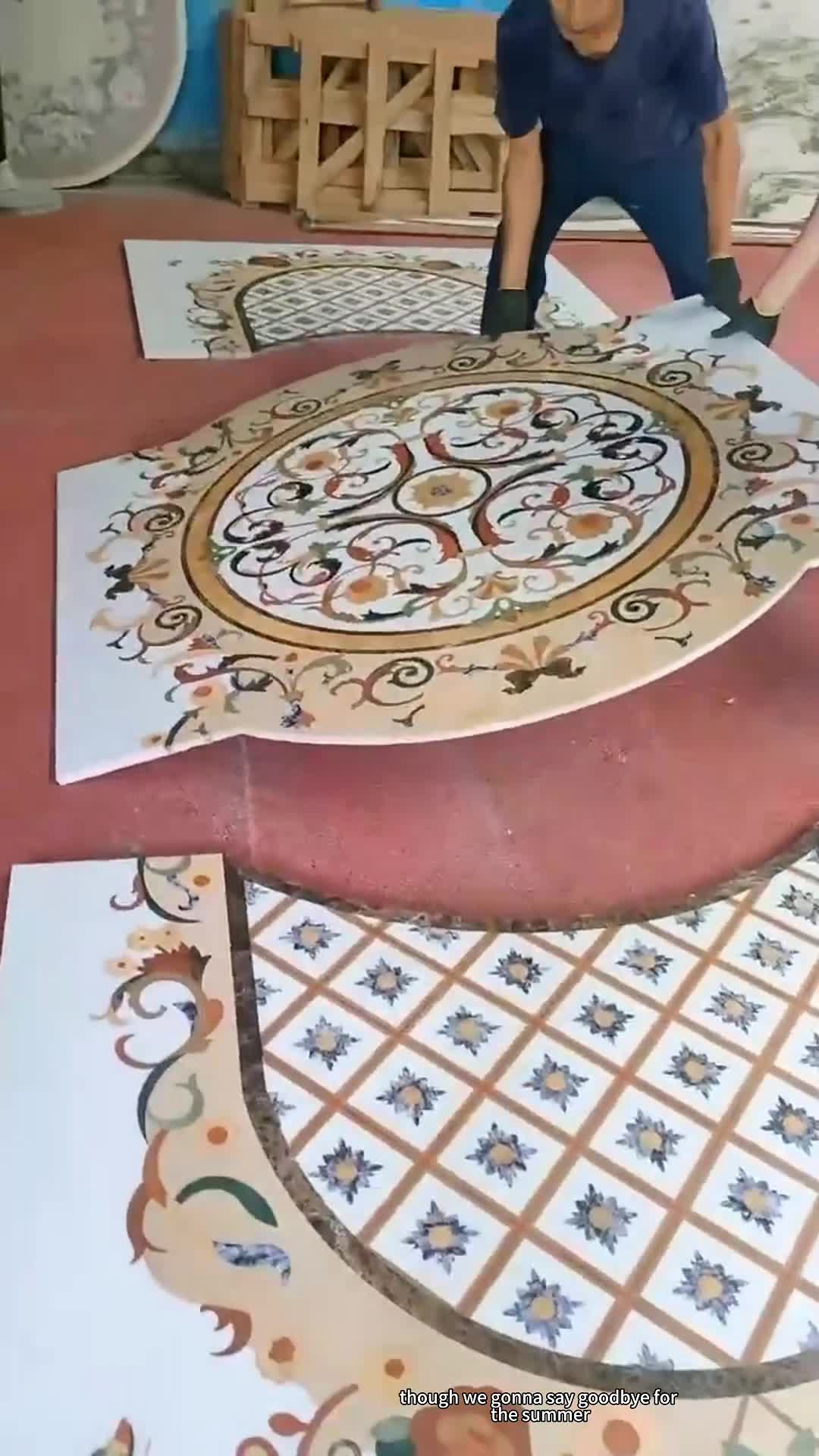 Waterjet Cut Inlay Carpet Medallion Pattern For Villa House Decoration