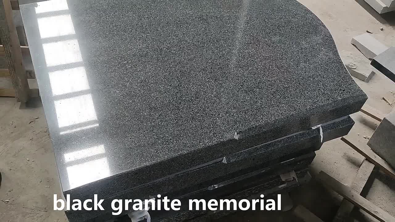 Black Granite Carved Heart Angel Monument Headstone
