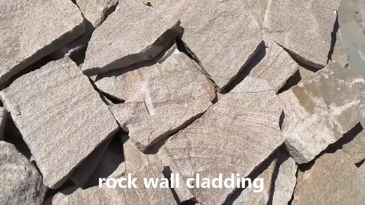 Yellow Sandstone Stacked Rock Wall Cladding Stone Veneer