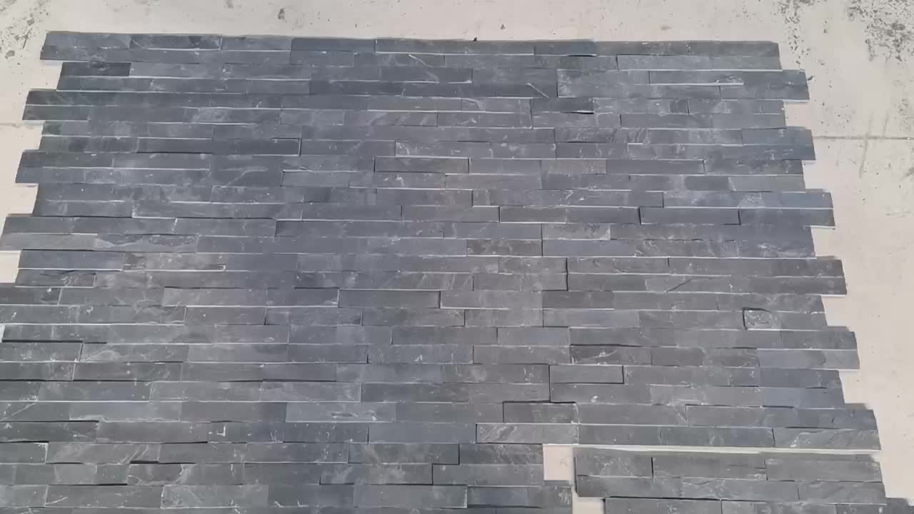 Jiujiang Antacid Black Split Slate Z Wall Cladding Panels