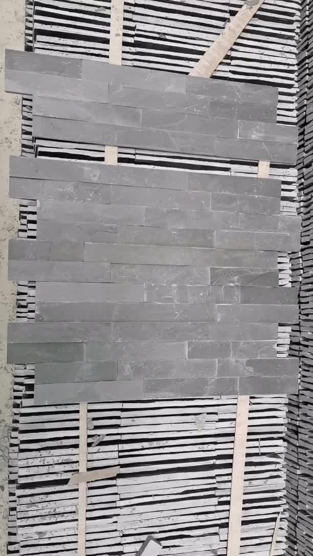 Jiujiang Natural Black Split Slate Stone Feature Wall Panels