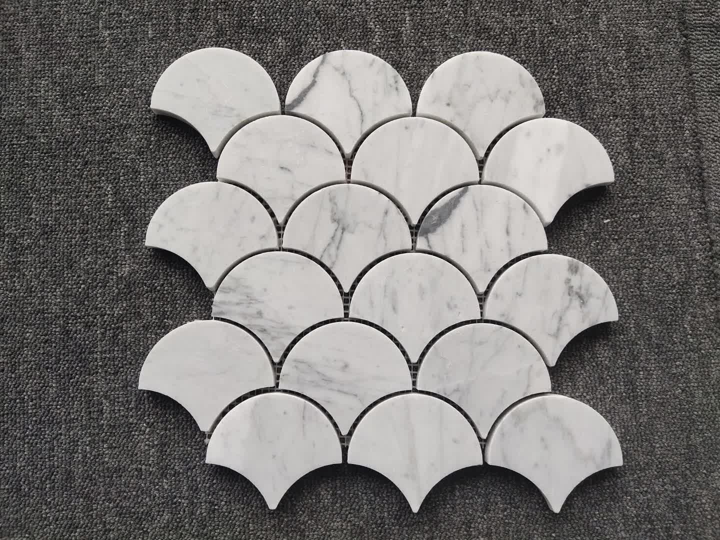 Carrara White Marble Scallop Mosaic Tiles