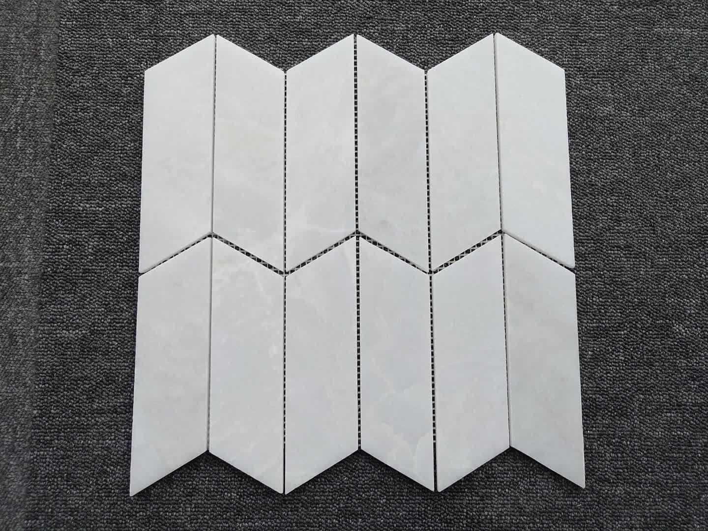 Natural Magnolia Marble Chevron Pattern Wall Mosaic