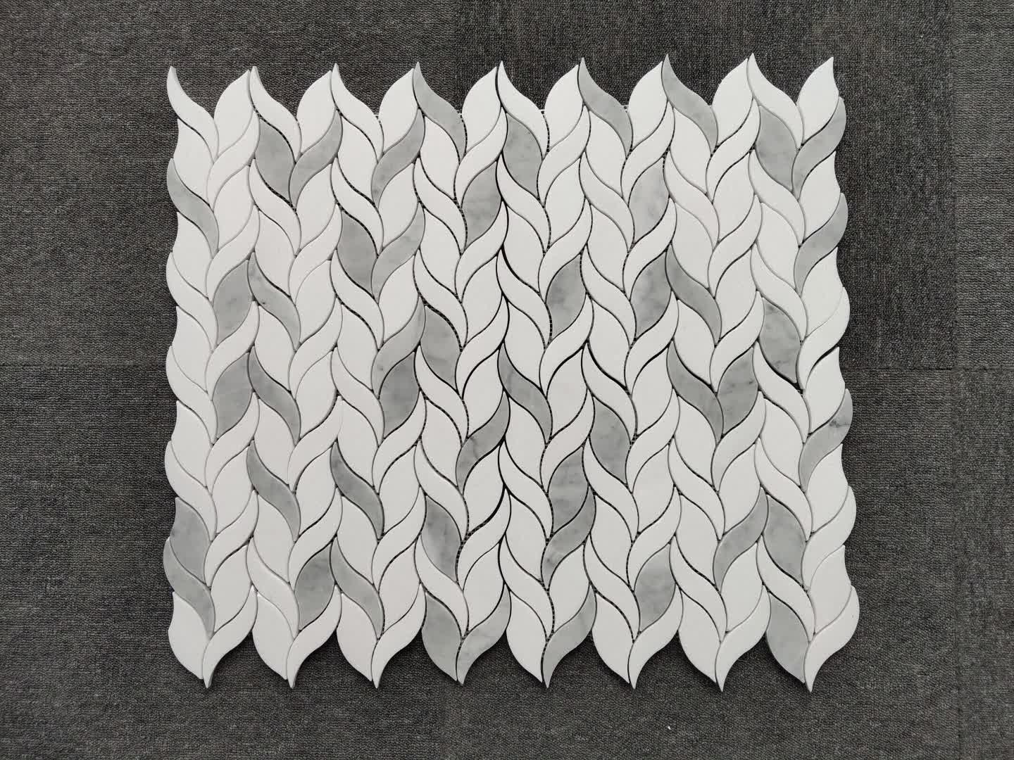 Wholesale Grey White Marble Leaf Mosaic Tiles
