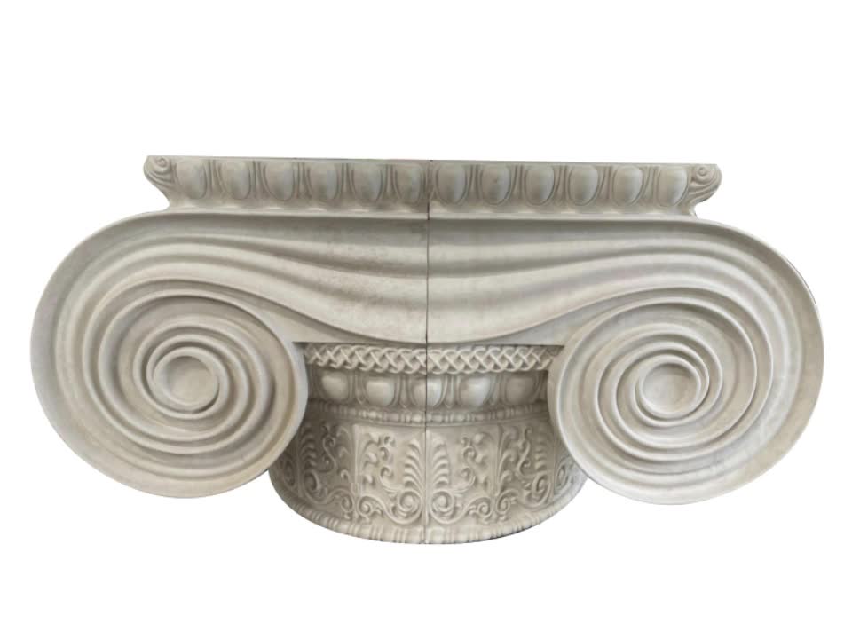 Beige Limestone Carving Column Capital