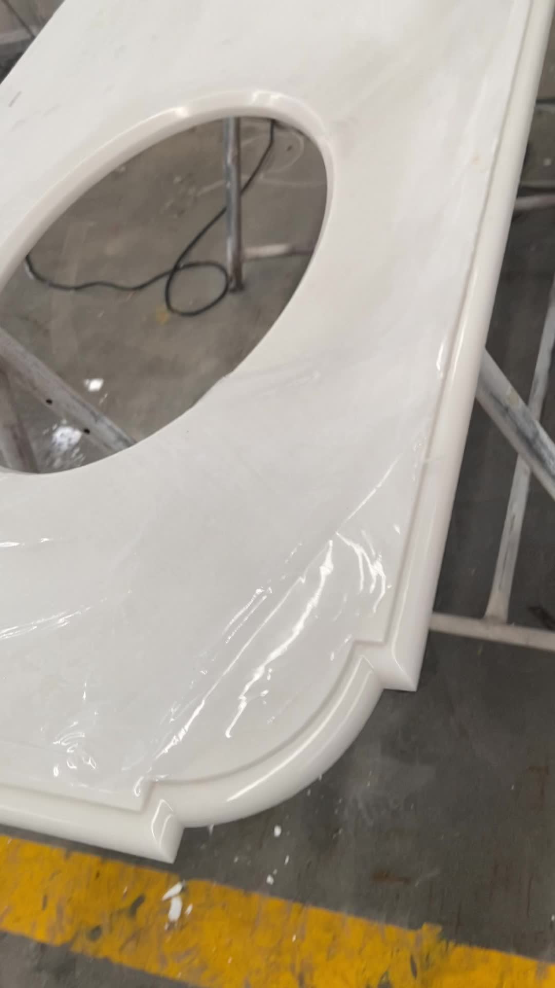 Ariston White Marble Bathroom Prefab Double Vanity Bath Top