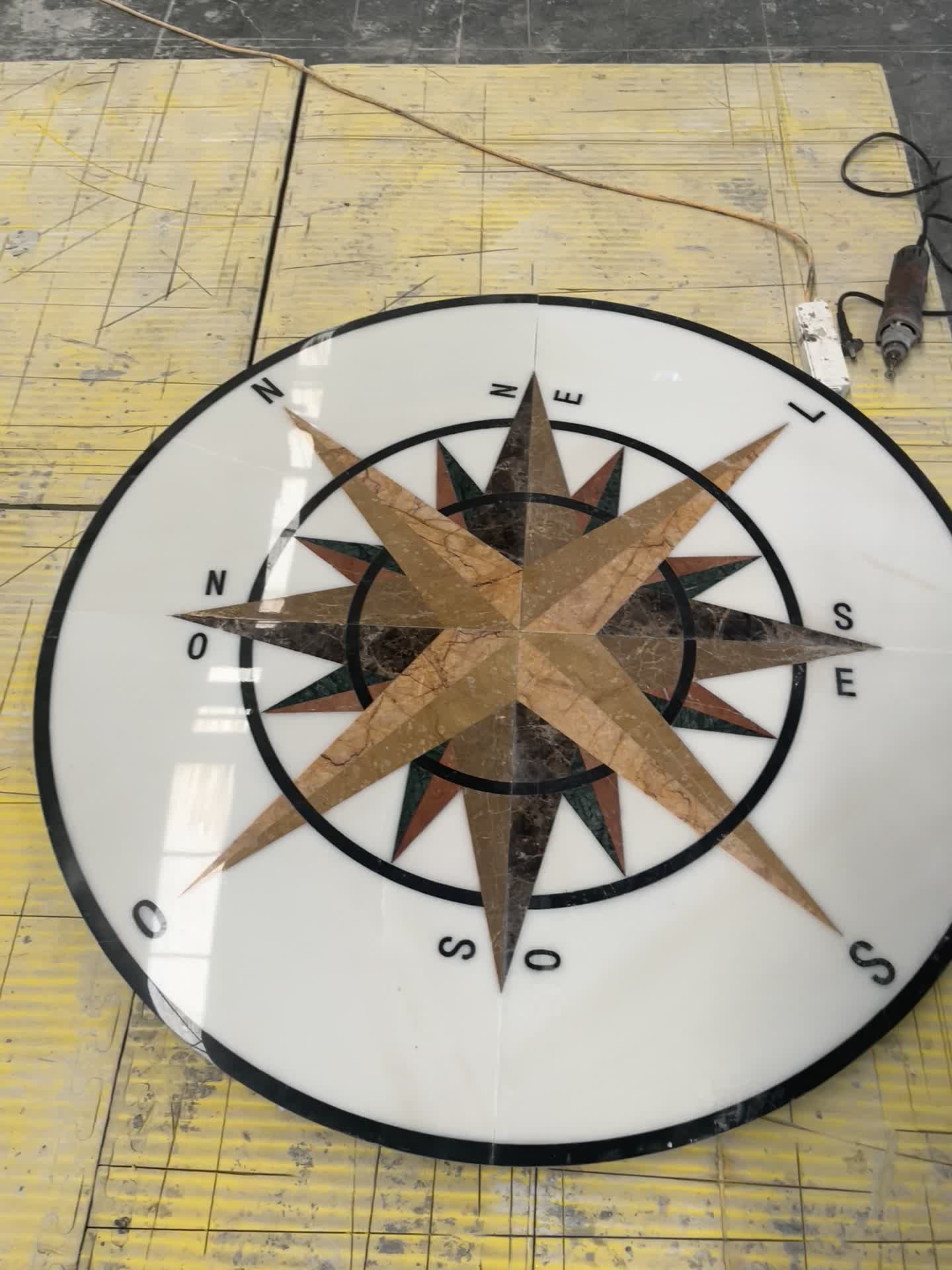 Waterjet Marble Inlay Medallion For Flooring