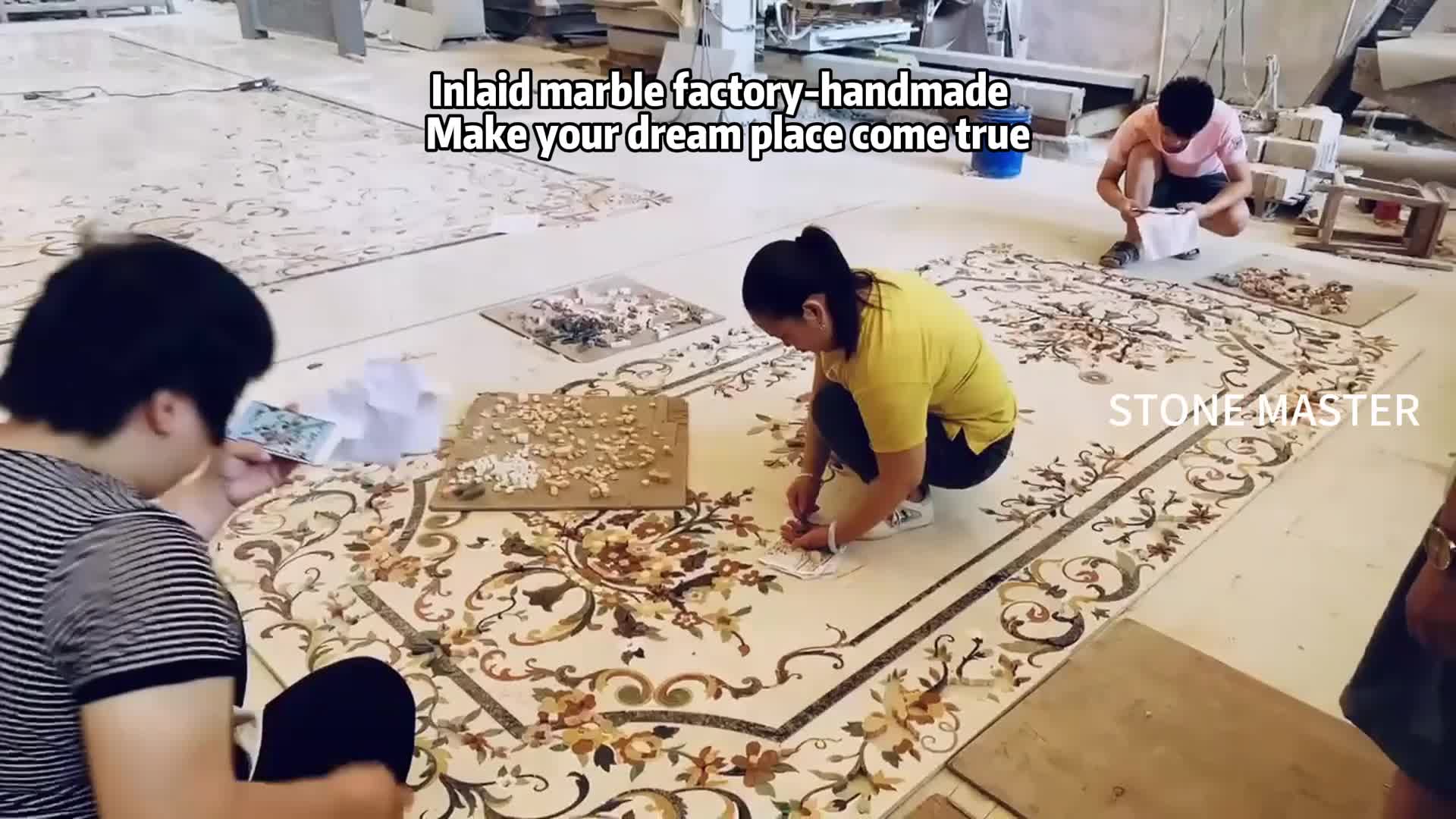 Luxury Marble Inlay Floor Medallion Classic Style