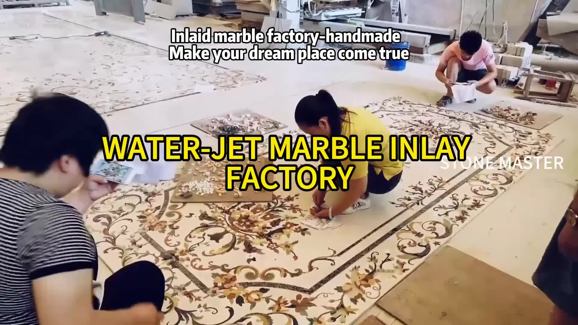 Luxury Waterjet Marble Inlay Medallion Carpet Floor Villa