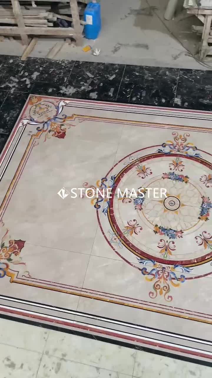 Waterjet Marble Inlay Medallion Flower Floor Villa Carpet
