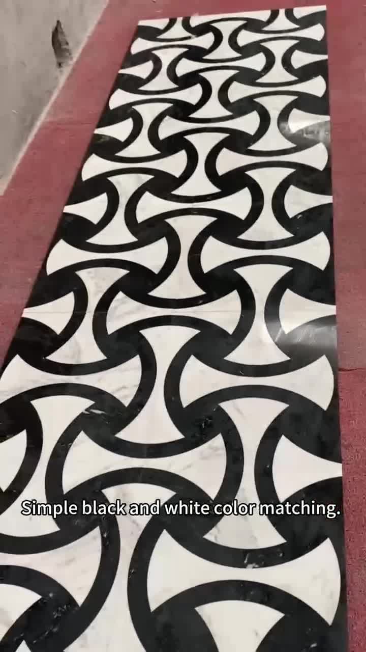 Black And White Combined Design Waterjet Marble Pattern