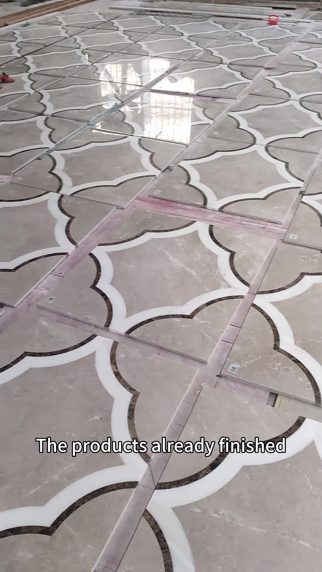Flower Lines Natural Marble Water Jet Flooring Pattern