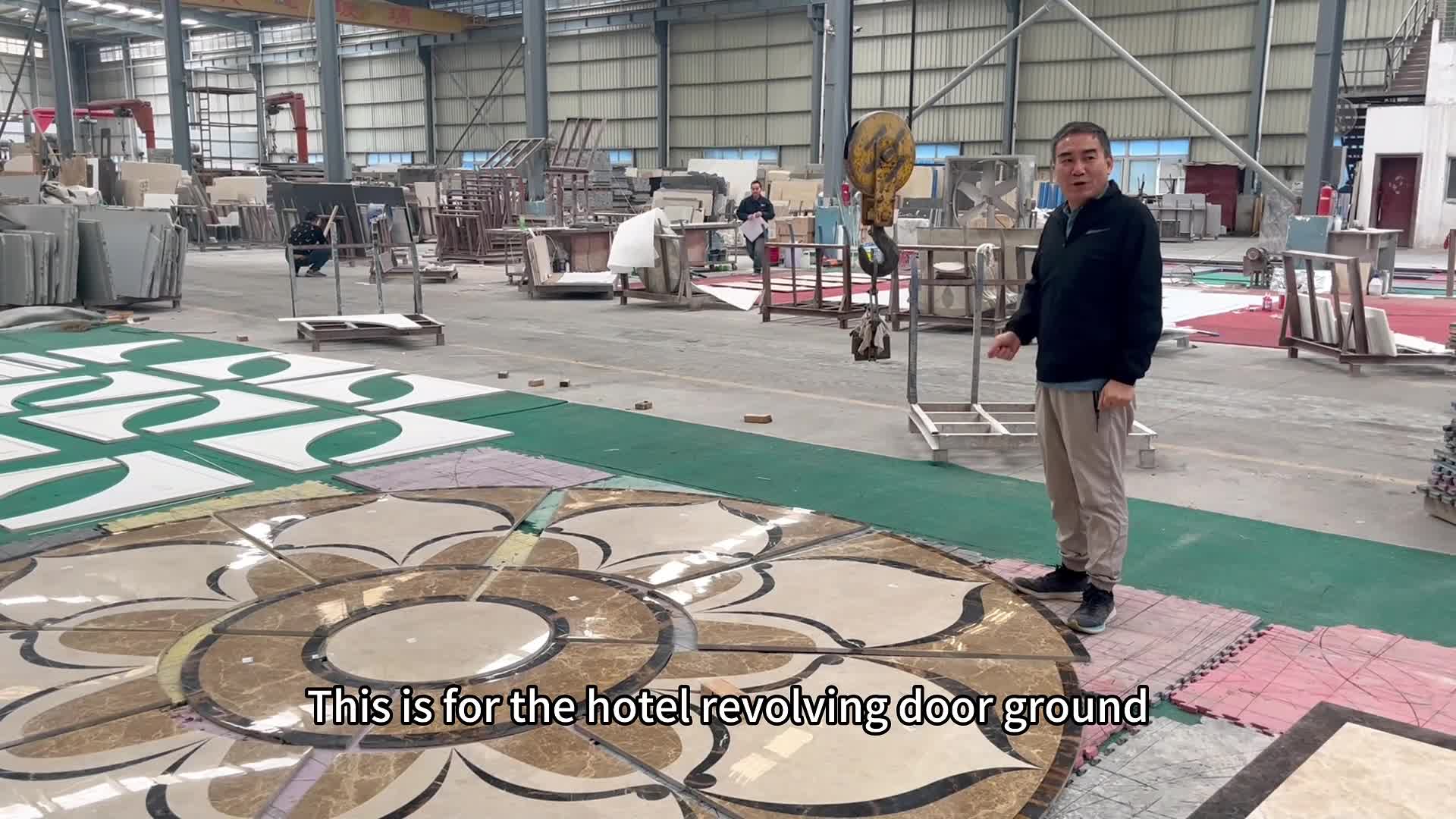 Hotel Revolving Door Water Jet Floor Carpet Medallions