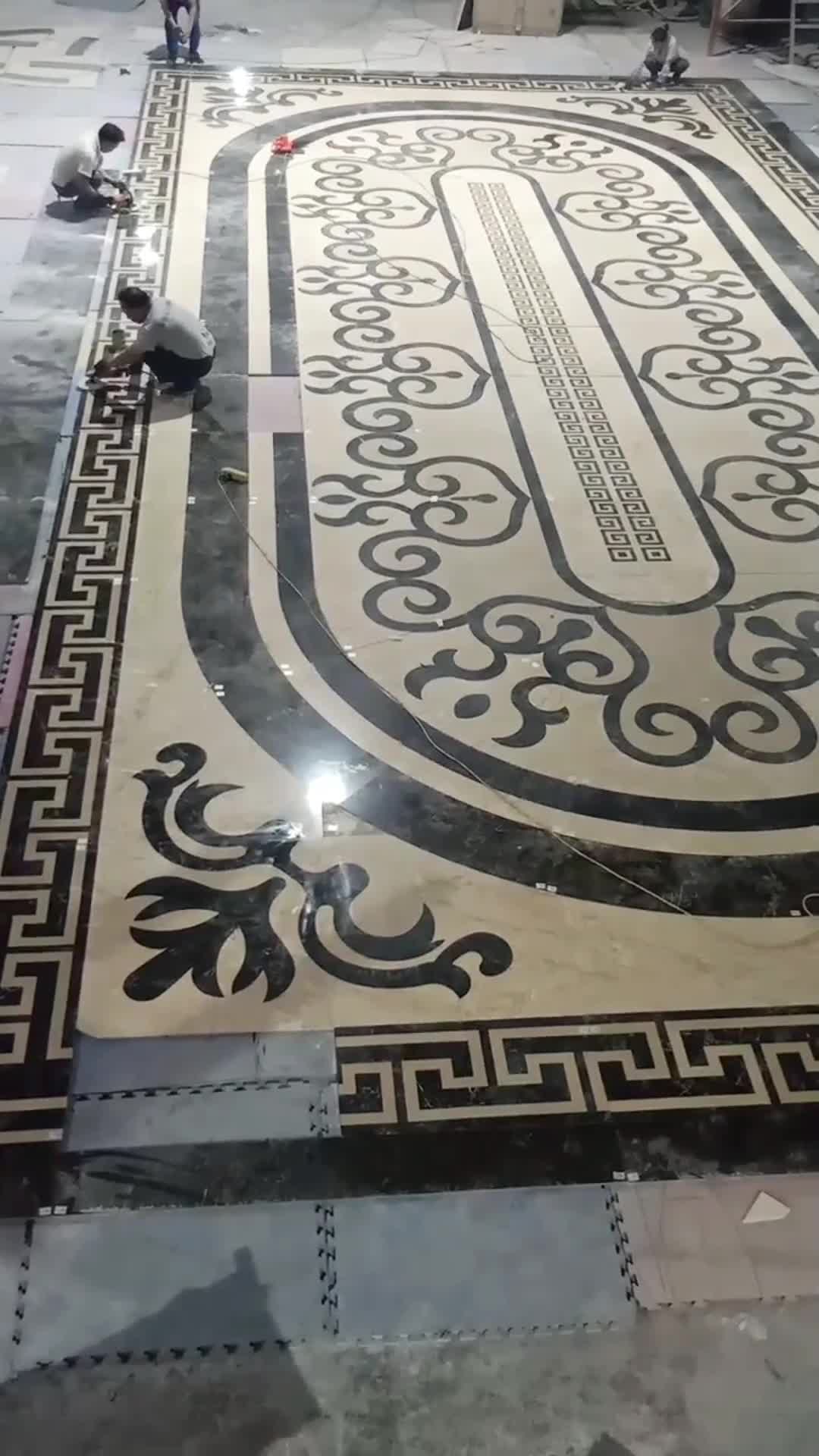 Office Building Ground Waterjet Marble Floor Medallions