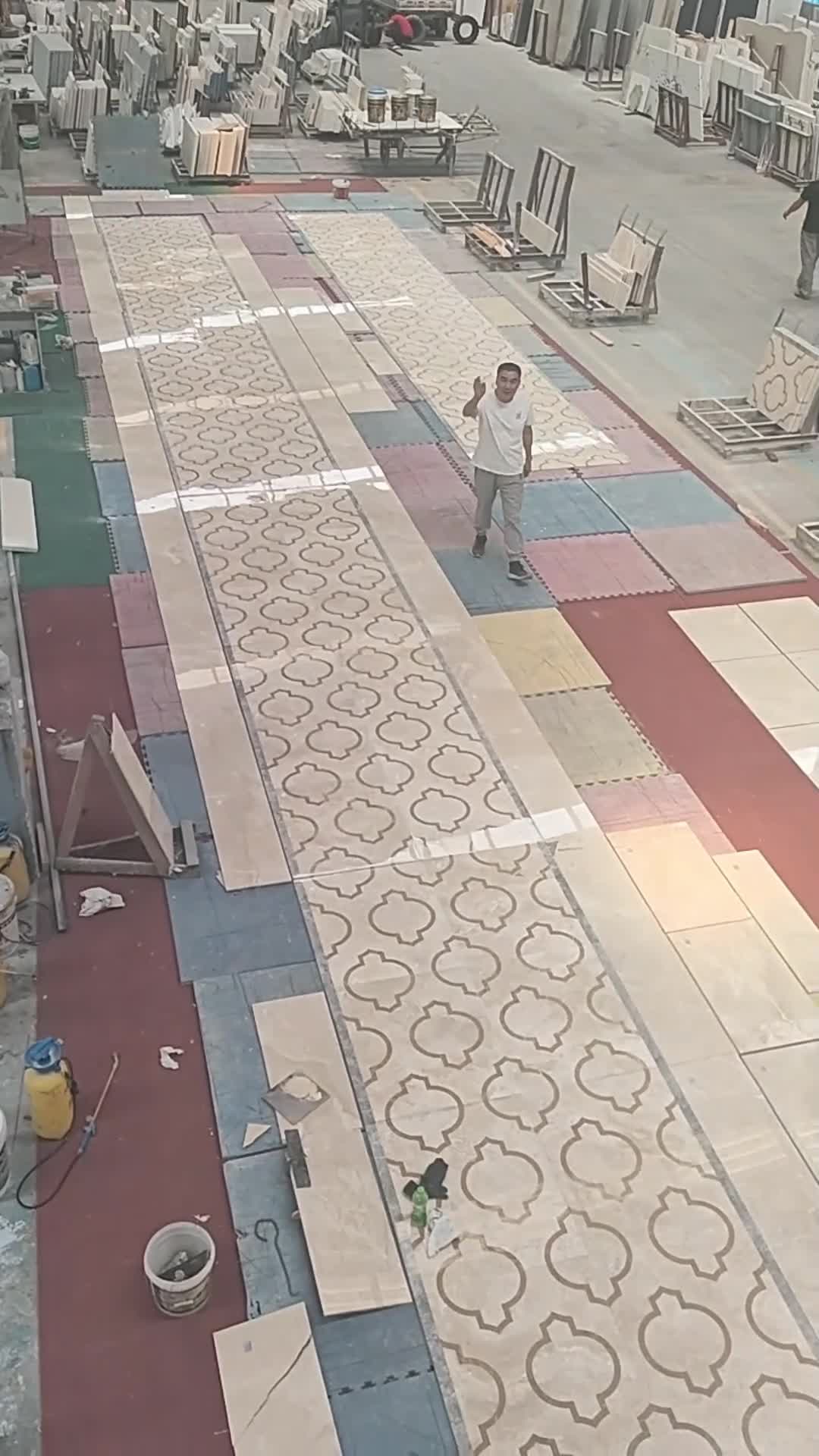 Rule Arrangement Water Jet Marble Pattern Flooring