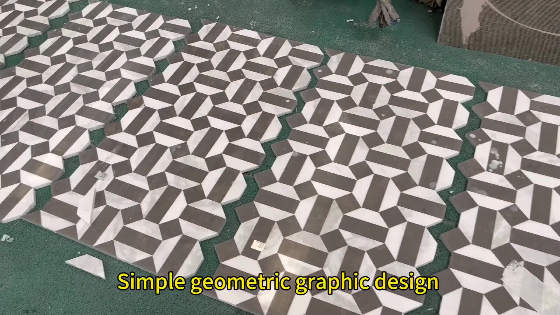Simple Geometric Shapes Water Jet Marble Floor Tiles