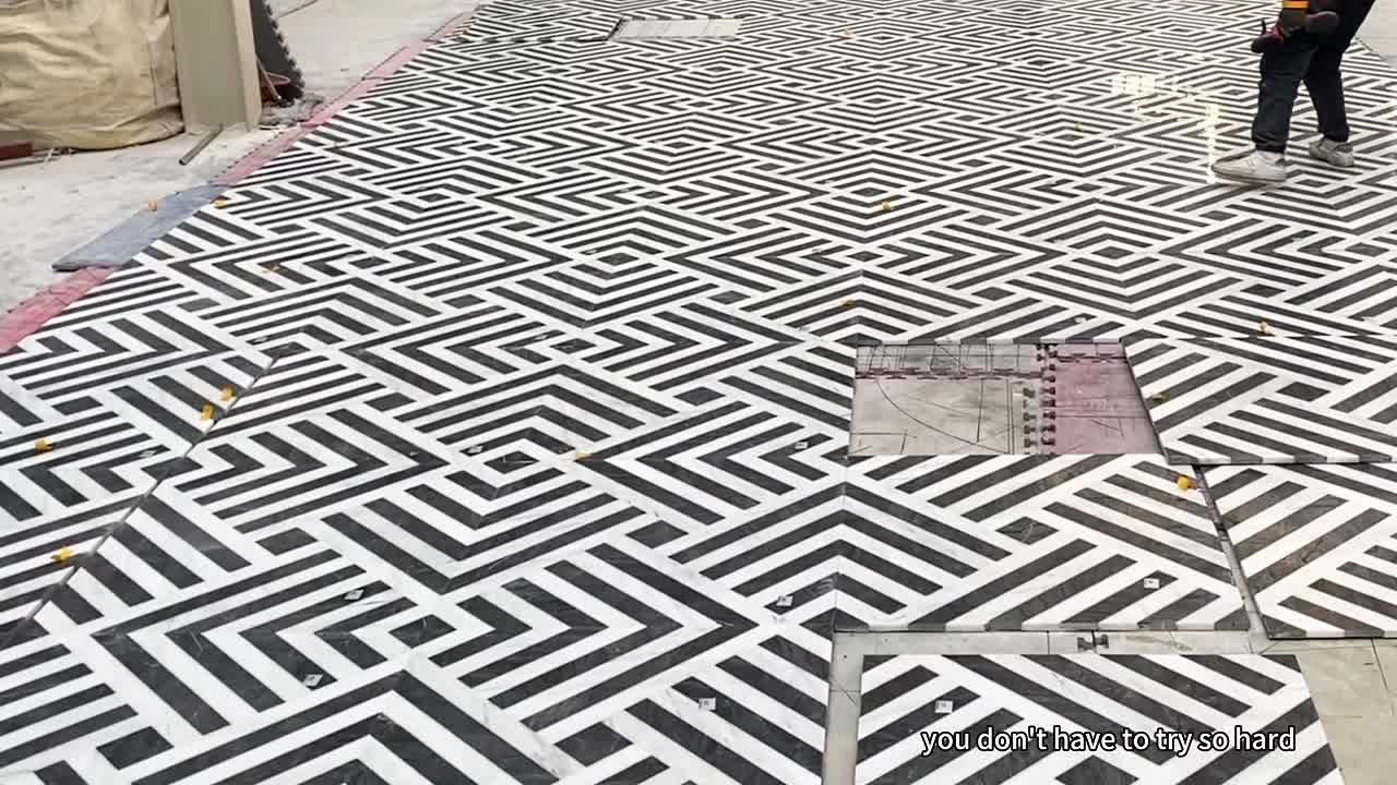 Strip Geometric Shapes Water Jet Marble Pattern