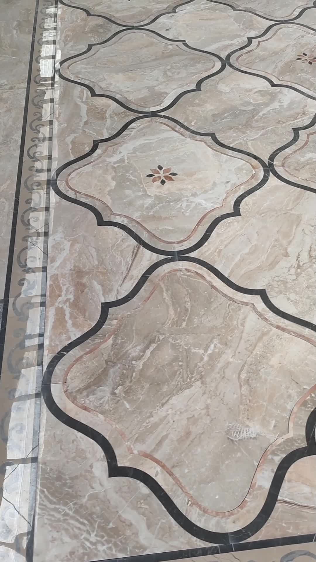 Wave Round Water Jet Flower Design Inlay Medallion Pattern
