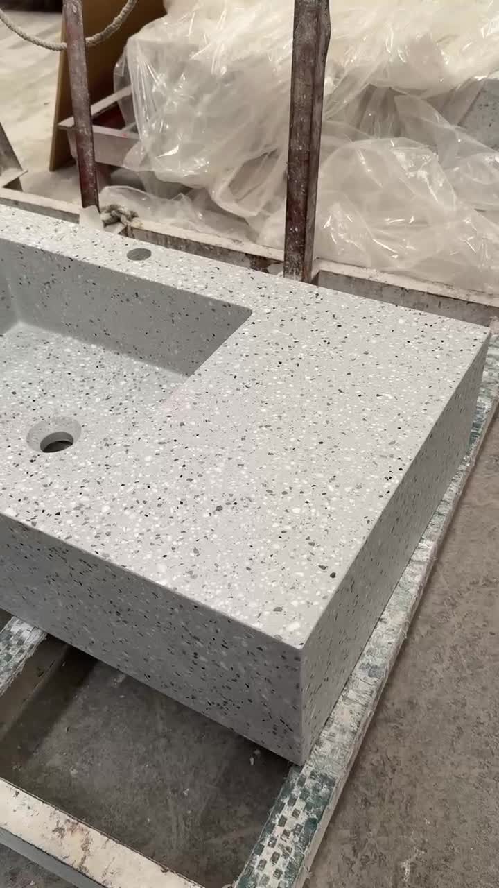Terrazzo Grey Artificial Stone Bathroom Sink